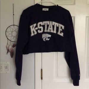 Cropped champion K-State crew neck
